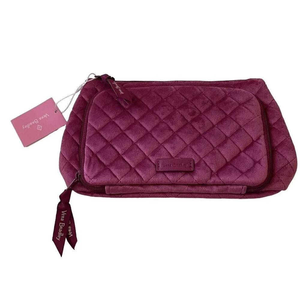 Vera Bradley Majestic Magenta Velvet Zip Closure Travel Compact Organizer NWT